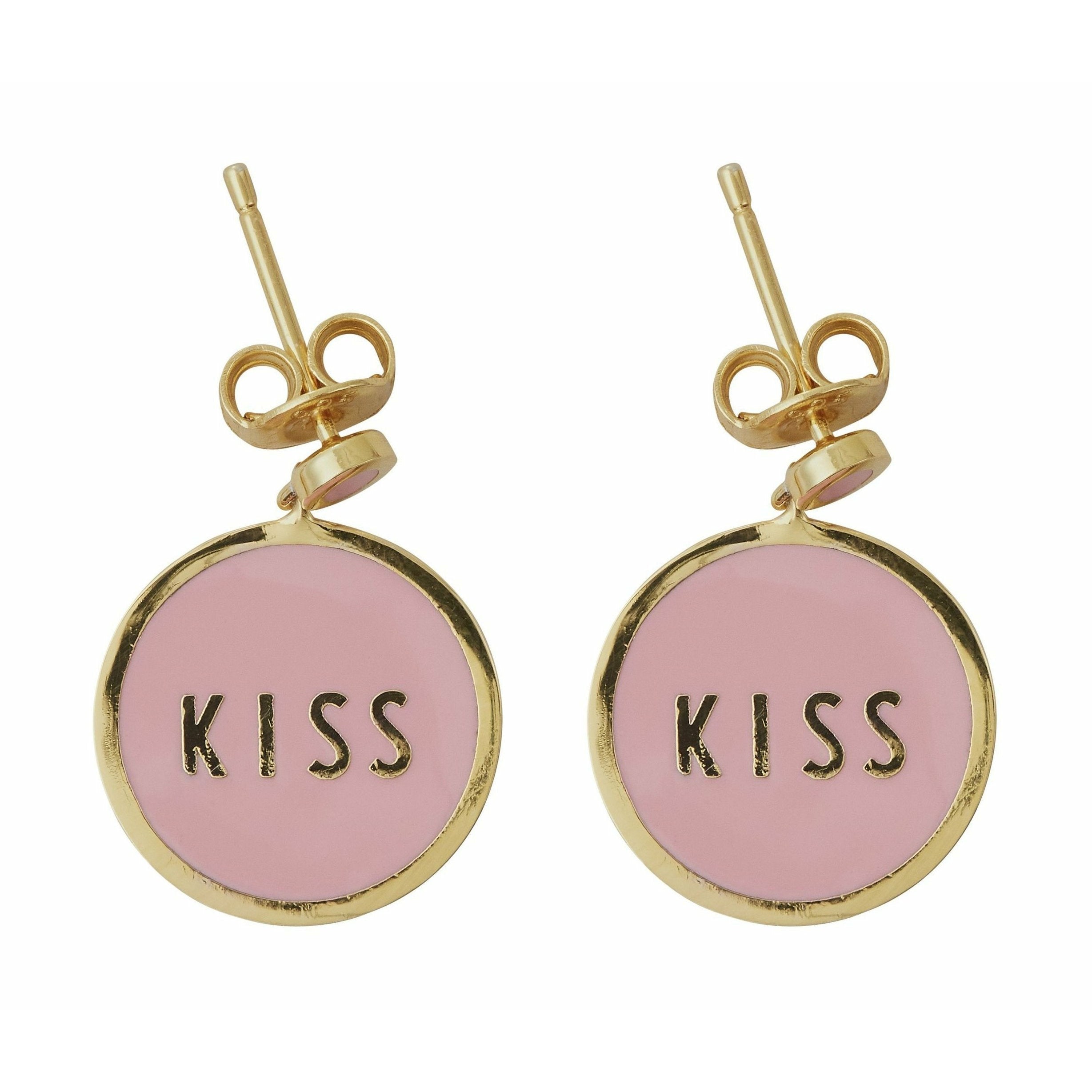 Design Letters Candy Discörhängen kyss mässing guld pläterad, rosa
