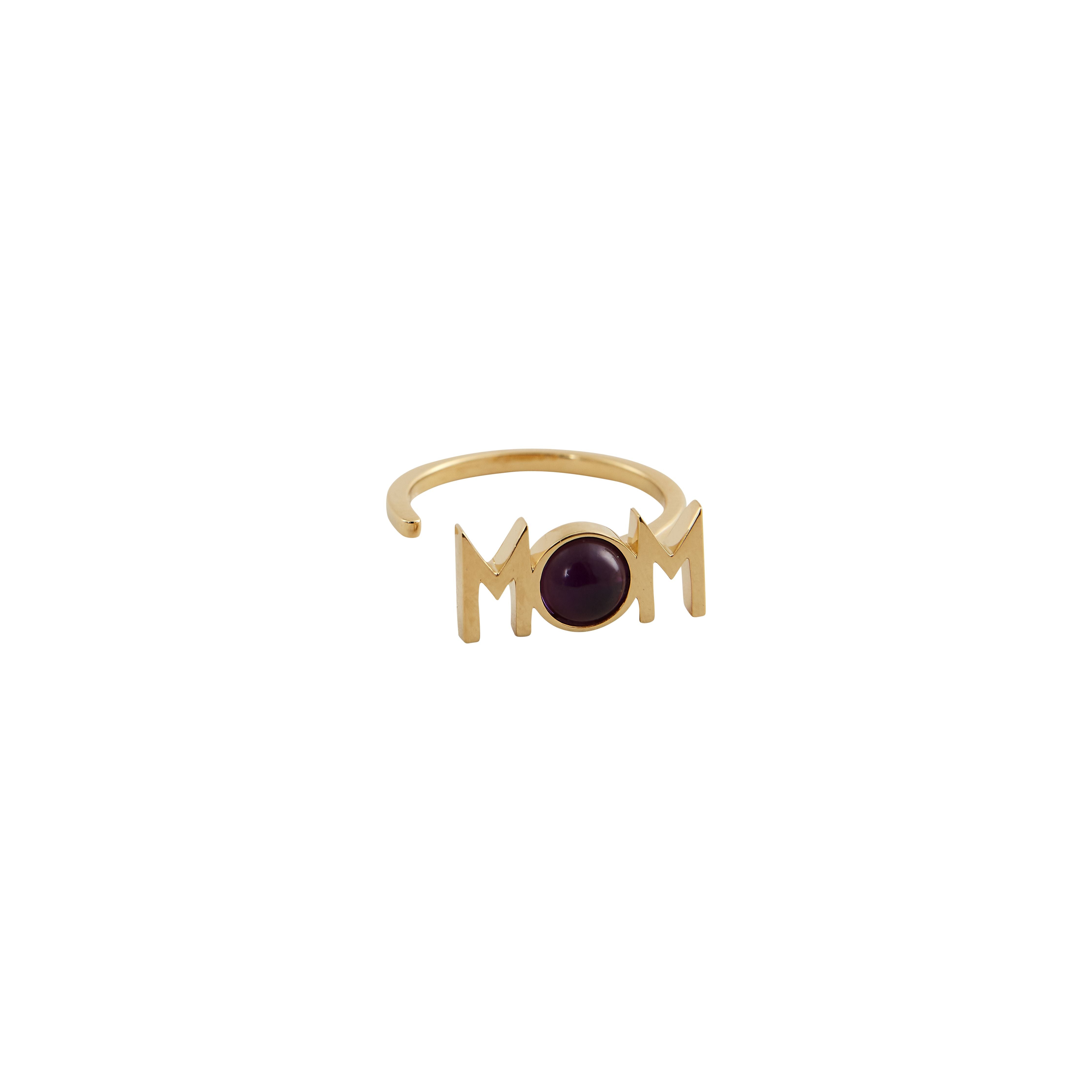 Design Letters Great Mom Ring 18K Gold Plated, Amethyst Purple