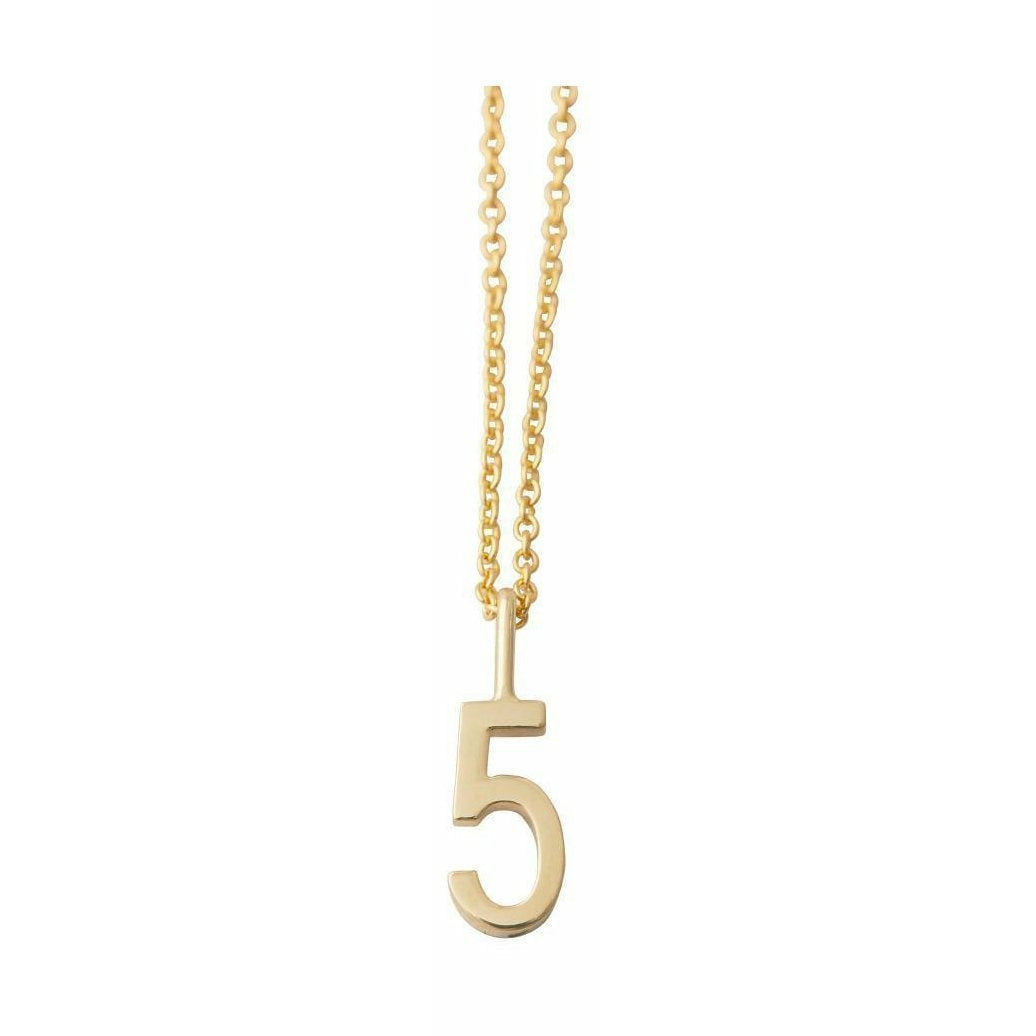Design Letters Lucky Number Charms, Guld, Nummer 5