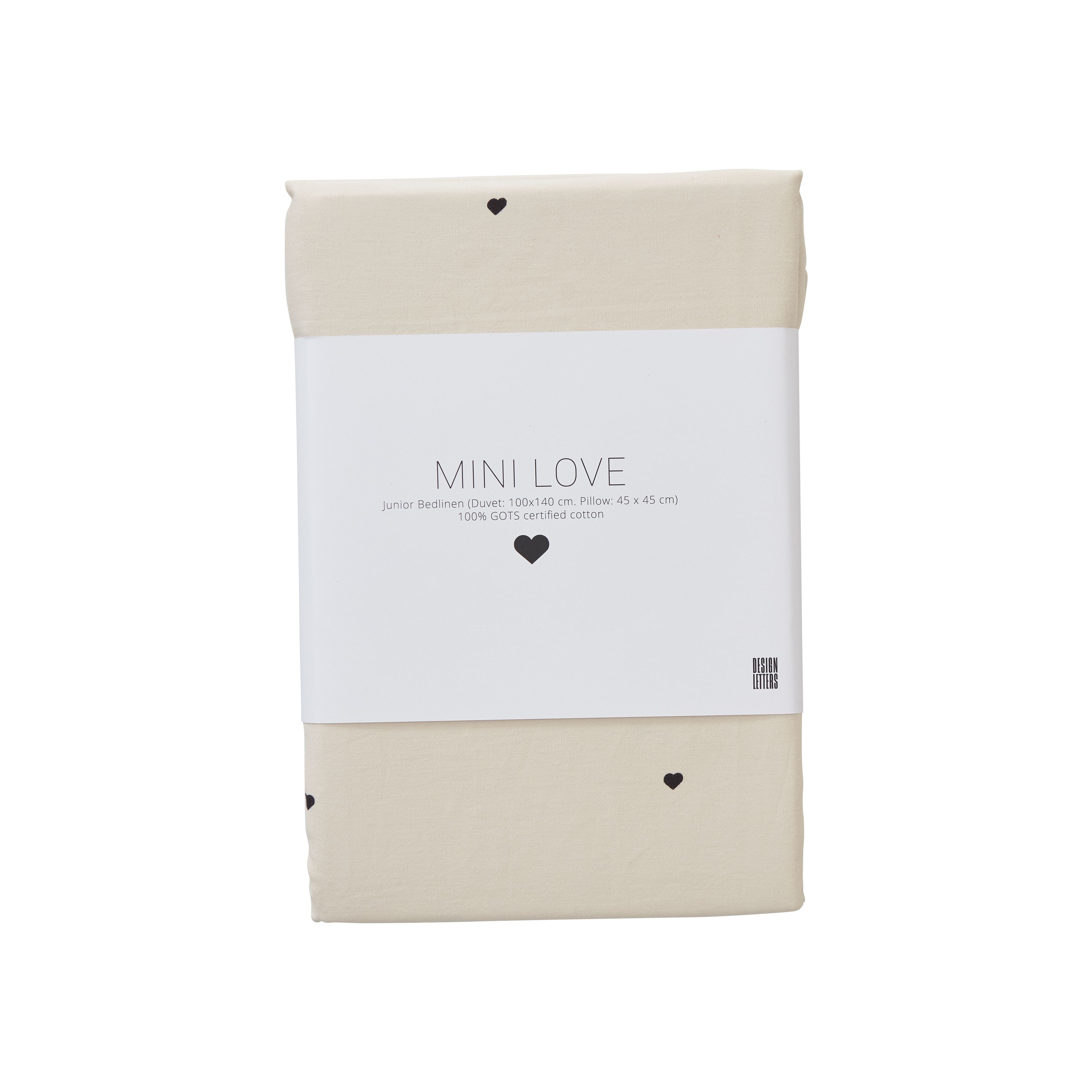 Design Letters Mini Love Baby Junior Pillow and Duvet Cover 100x140 cm, Beige