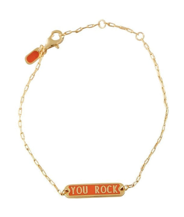 Design Letters Word Candy Armband du Rock Messing Gold County, Orange
