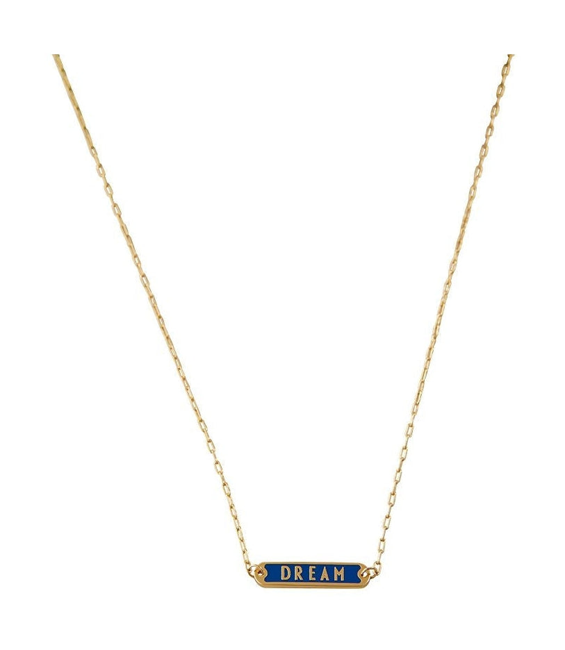 Design Letters Word Candy Necklace Dream Messing Gold Cover, Kobal Blue