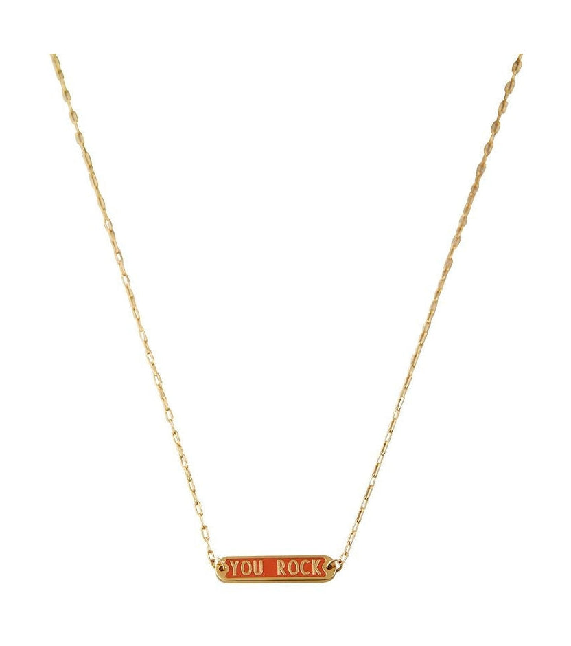 Design Letters Word Candy Necklace You Rock Messing Gold County, Orange