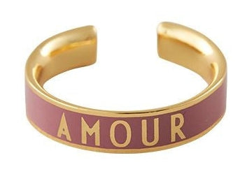 Design Letters Word Candy Ring Amour Messing Gold County, Dark Pink
