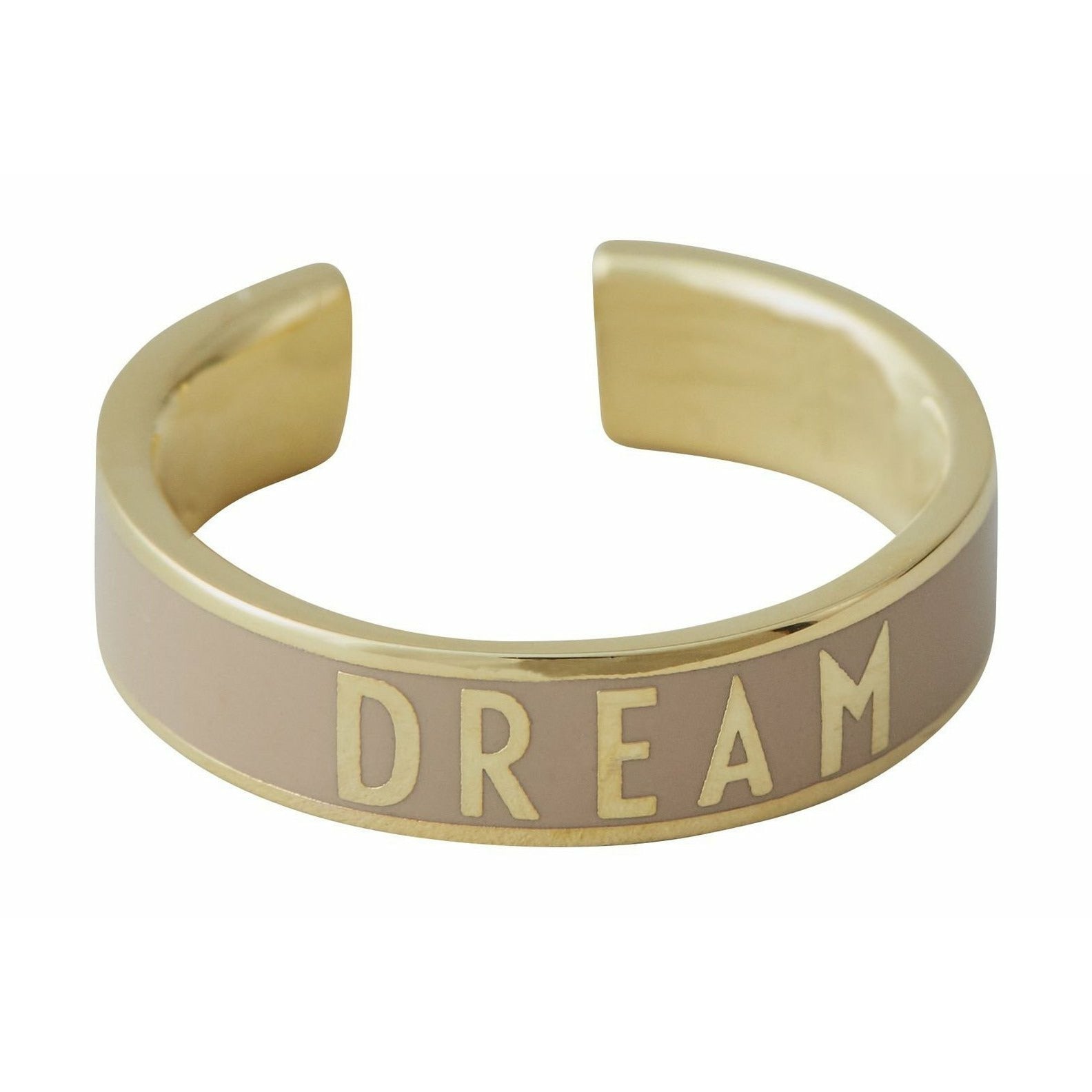 Design Letters Word Candy Ring Dream Messing Gold County, Beige