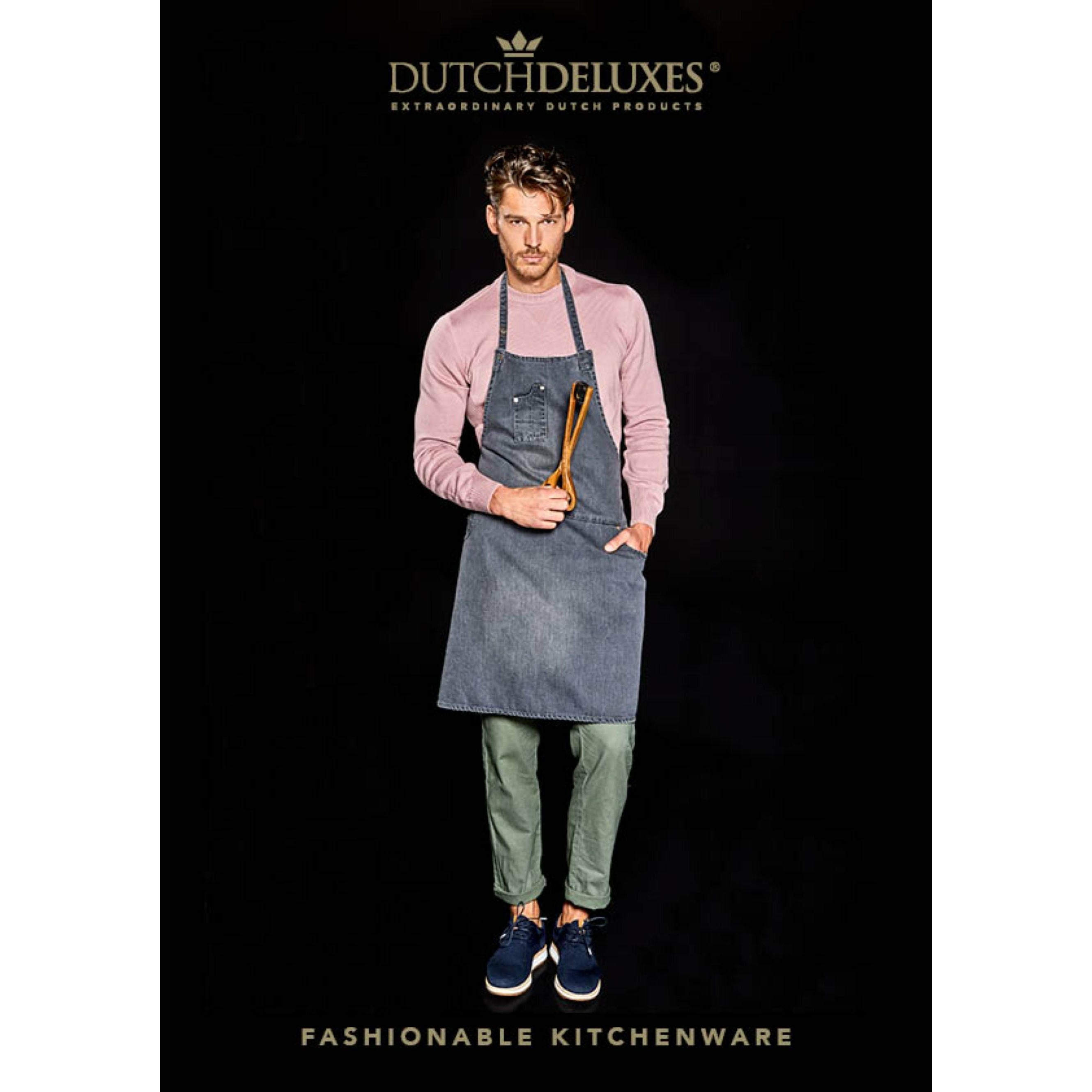 Dutchdeluxes Fem Pocket förkläde komfort passform, tvättad grå