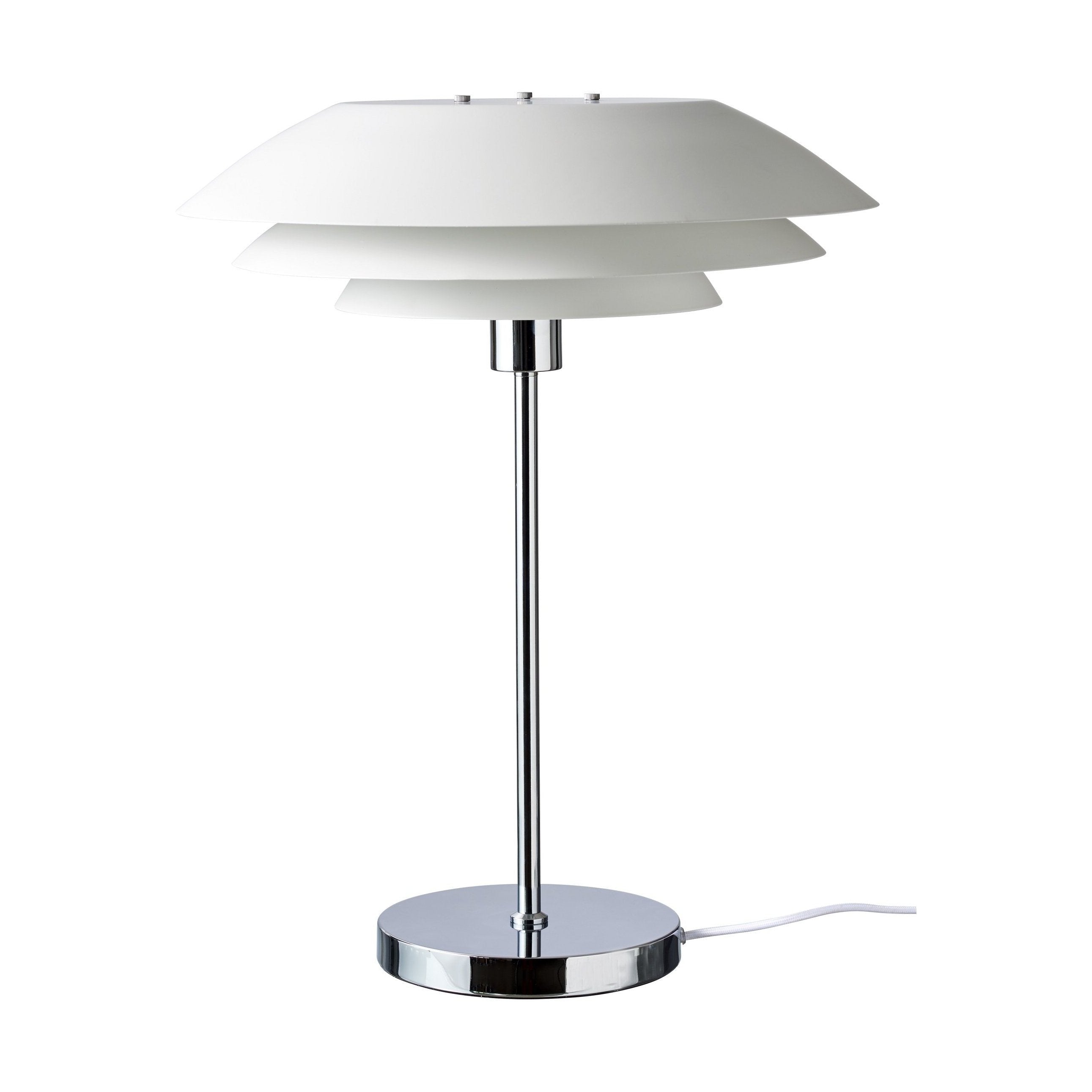 Dyberg Larsen DL45 bordslampa med kromfot, mattvit