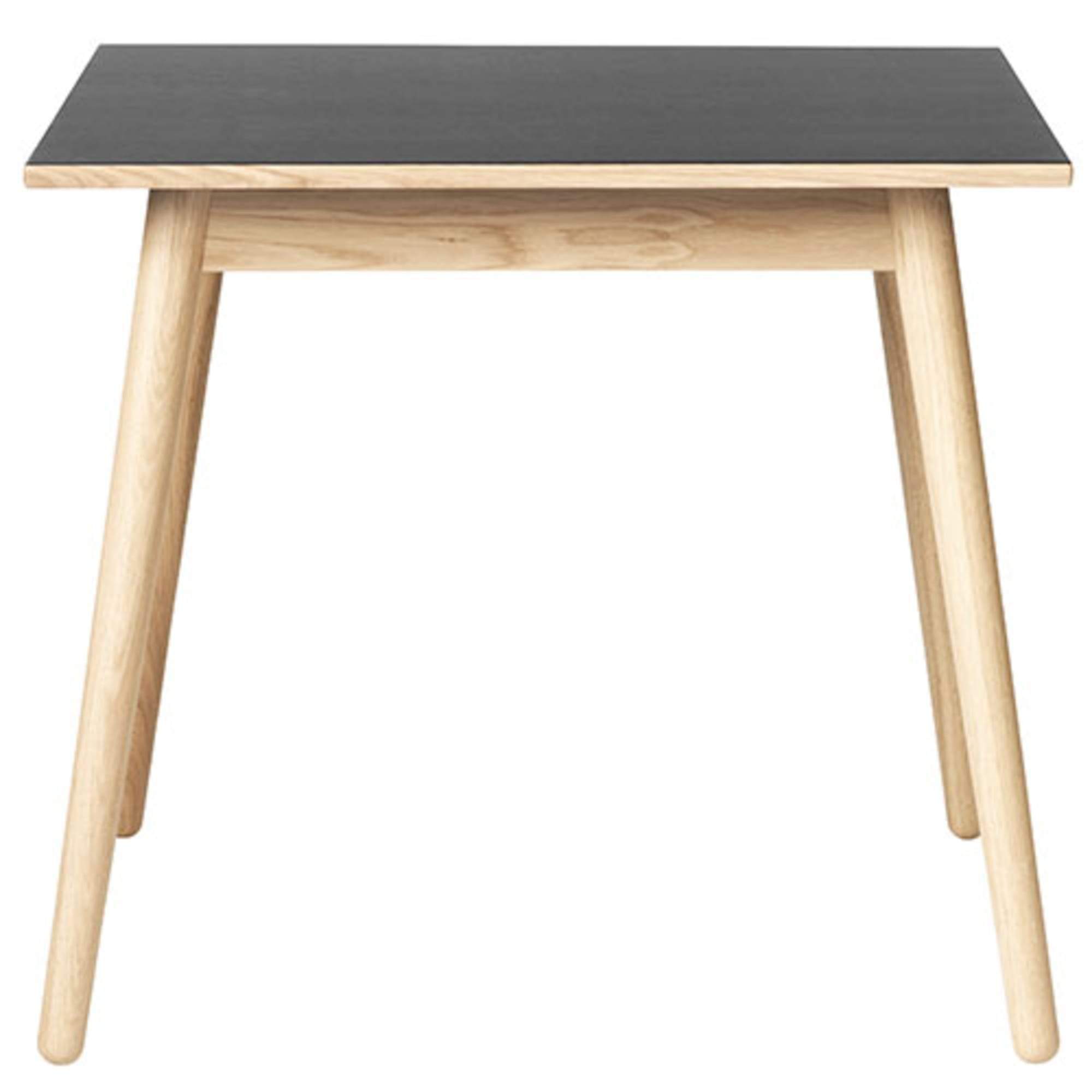 FDB Møbler C35 matbord i ek, svart linoleum bänkskiva, 82x82cm