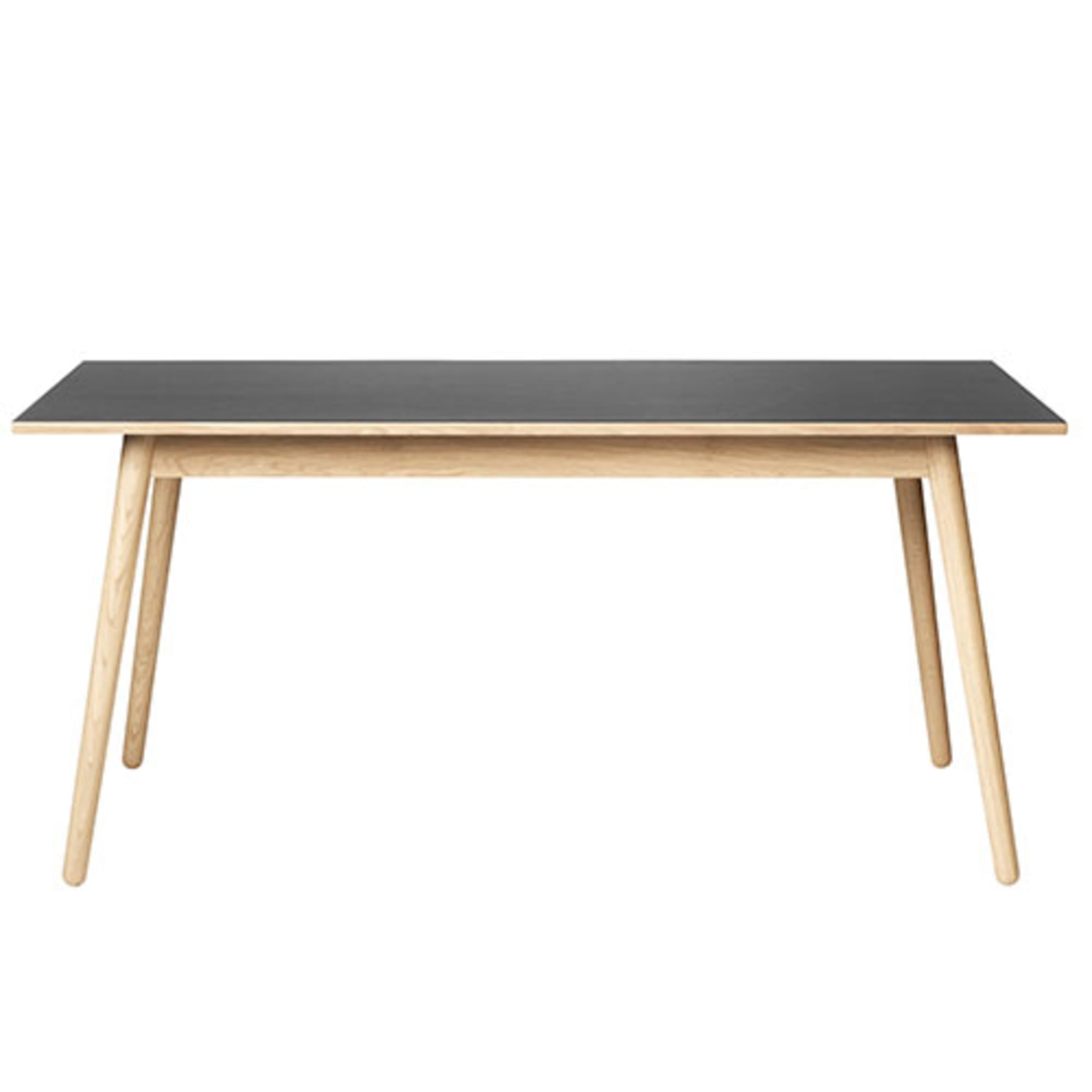 FDB Møbler C35C matbord för 8 personer i ek, svart linoleumplatta, 95x220cm