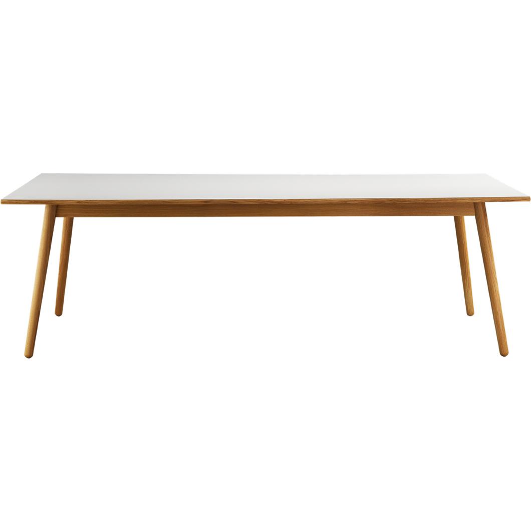 FDB Møbler C35C matbord för 8 personer i ek, vit linoleumplatta, 95x220cm