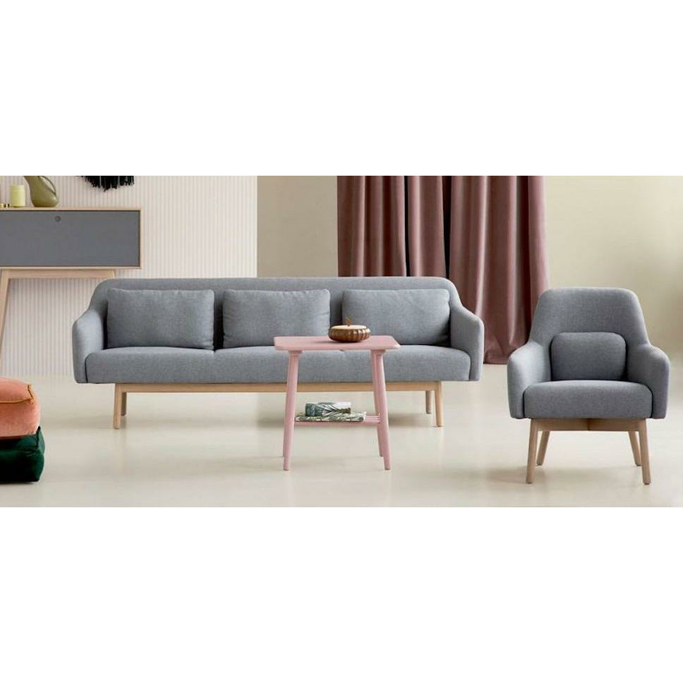 FDB Møbler Gesja soffa, ek/textil, bensinblå