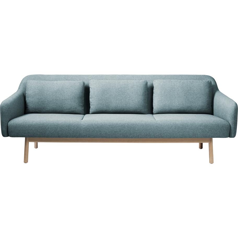 FDB Møbler Gesja soffa, ek/textil, bensinblå