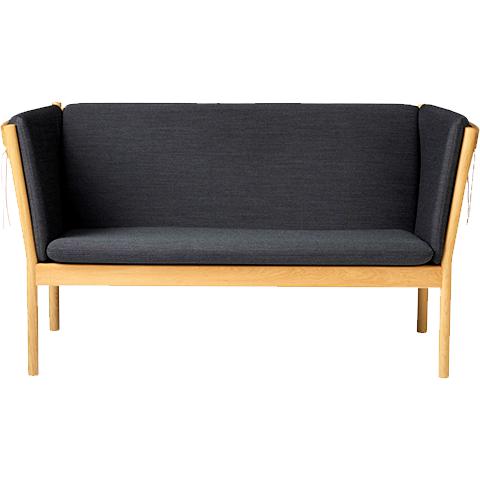 FDB Møbler J148 2- person soffa, ek, mörkgrå tyg