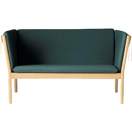 FDB Møbler J148 2- person soffa, ek, mörkgrön tyg