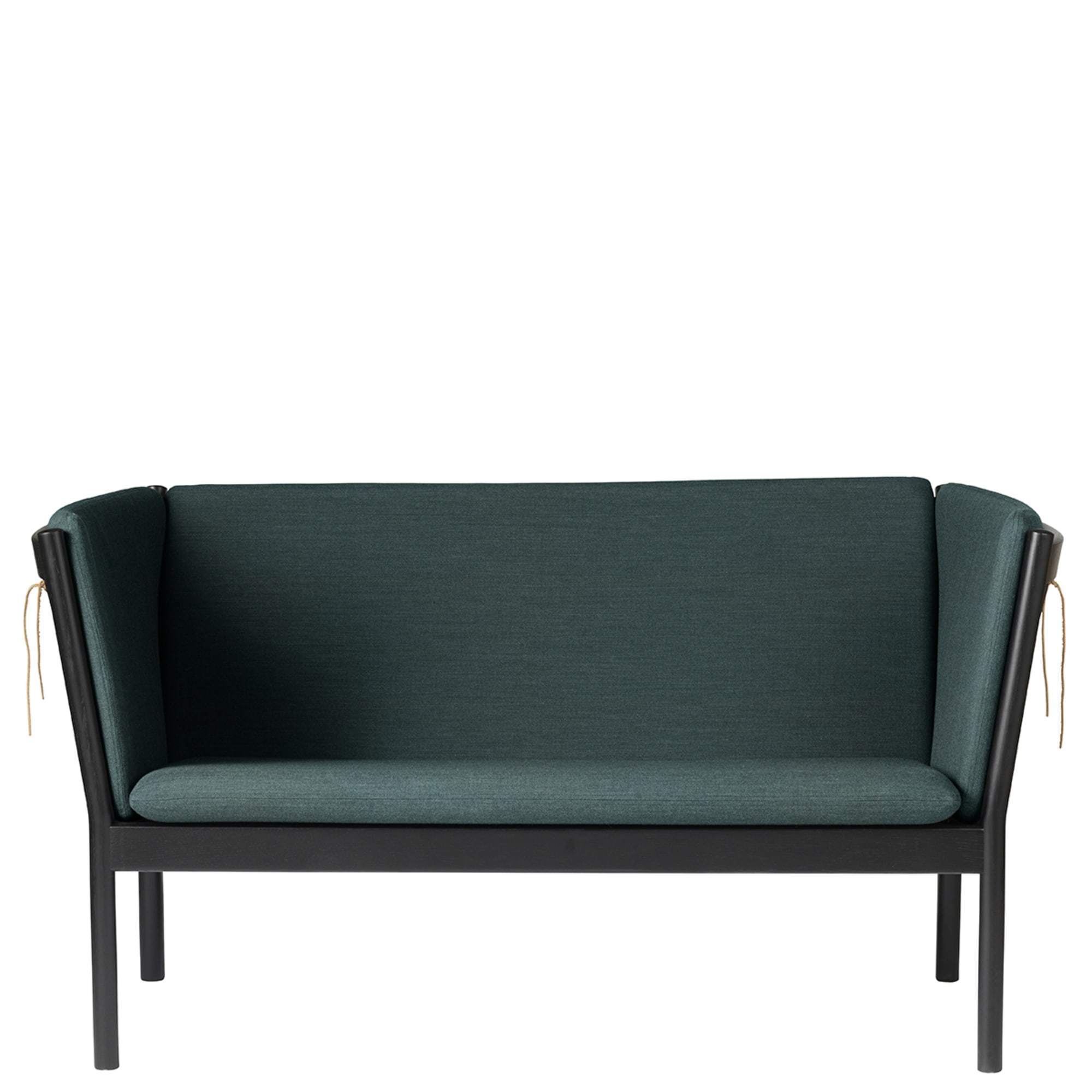 FDB Møbler J148 2- person soffa, svart ek, mörkgrön tyg
