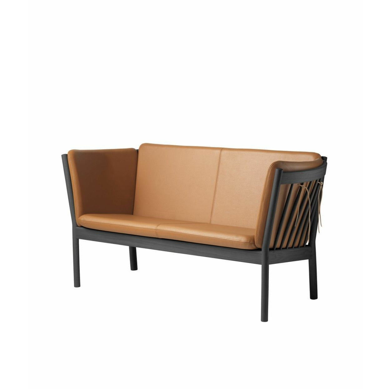 FDB Møbler J148 2-person soffa, svart/cognac