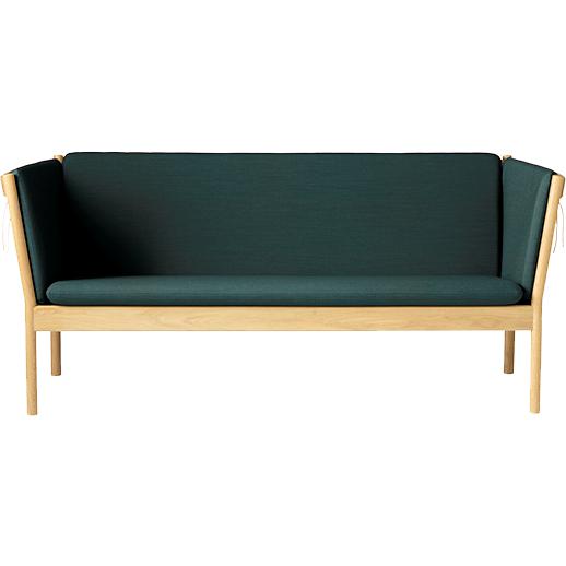 FDB Møbler J149 3-person soffa, ek, mörkgrön tyg
