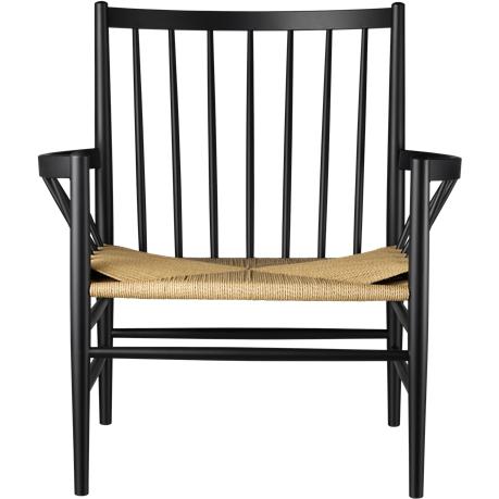 FDB Møbler J82 Lounge -stol, svart bok, naturlig flätning