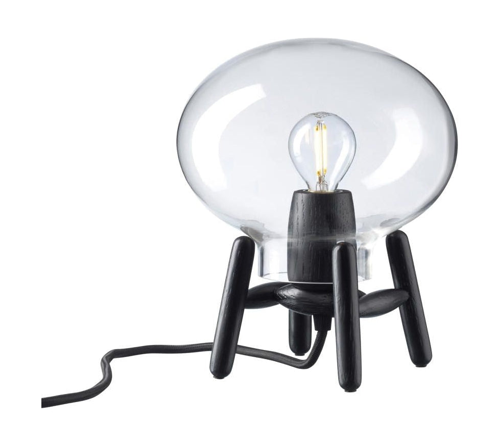 FDB Møbler U6 HITI mini bordslampa, svart målad ek/klart glas/svart sladd