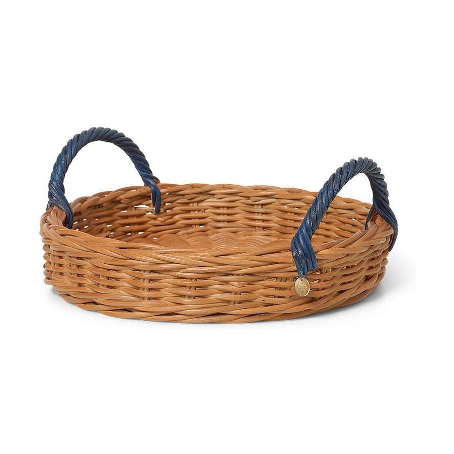 Ferm Living Blue Act Rattan Tray, Nature/Blue