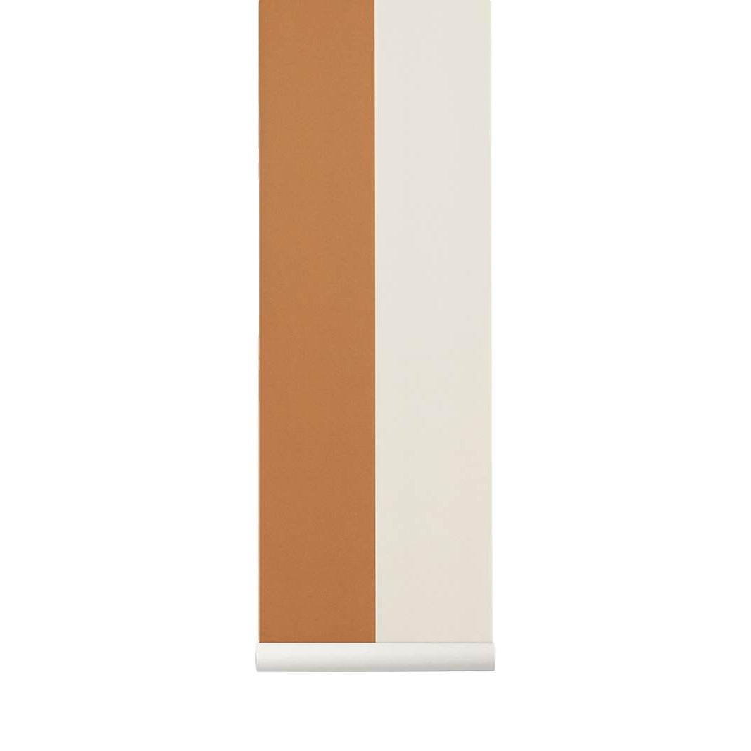 Ferm Living Thick Lines Tapet, Mustard/Off White
