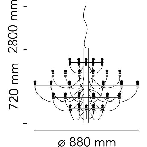 Flos 2097/30 frostad ljuskrona 72 cm, svart matt
