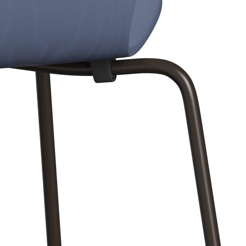 Fritz Hansen 3107 Shell Chair, Brown Bronze/Colored Ask Dusk Blue