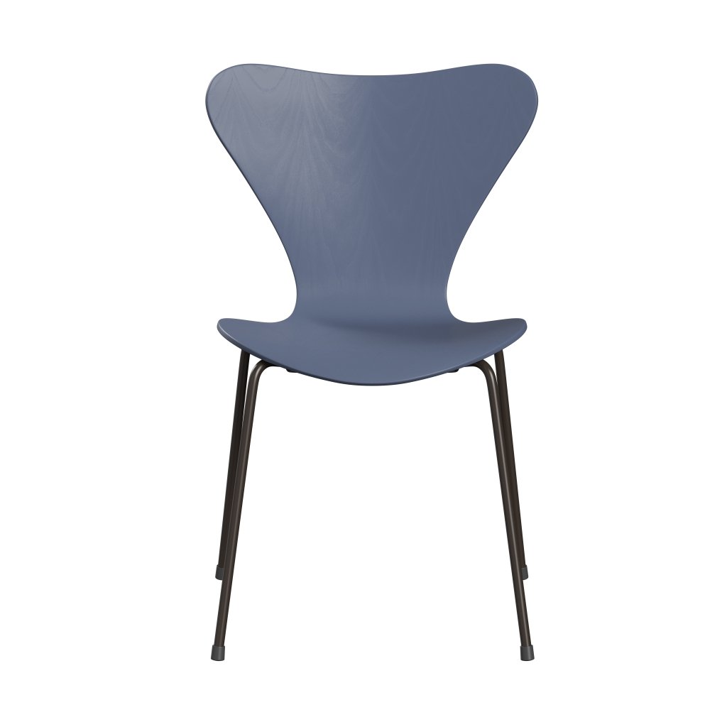 Fritz Hansen 3107 Shell Chair, Brown Bronze/Colored Ask Dusk Blue