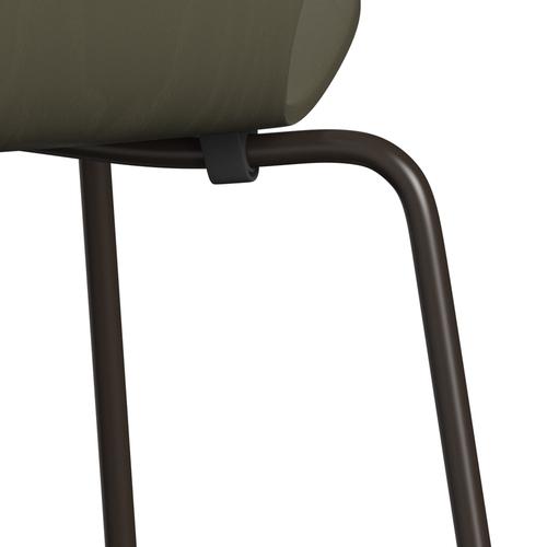Fritz Hansen 3107 Shell Chair, Brown Bronze/Colored Ask Olive Green