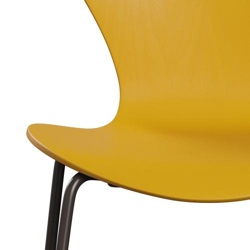 Fritz Hansen 3107 Shell Chair, Brown Bronze/Colored Ask True Yellow