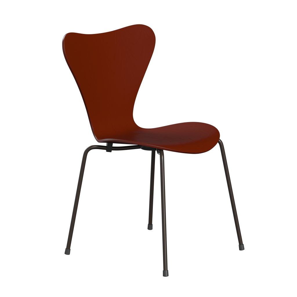 Fritz Hansen 3107 Shell Chair, Brown Bronze/Colored Ask Venetian Red