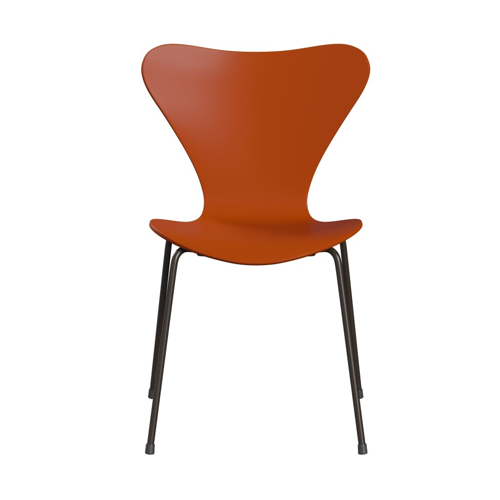 Fritz Hansen 3107 Shell Chair, Brown Bronze/Lacquered Paradise Orange