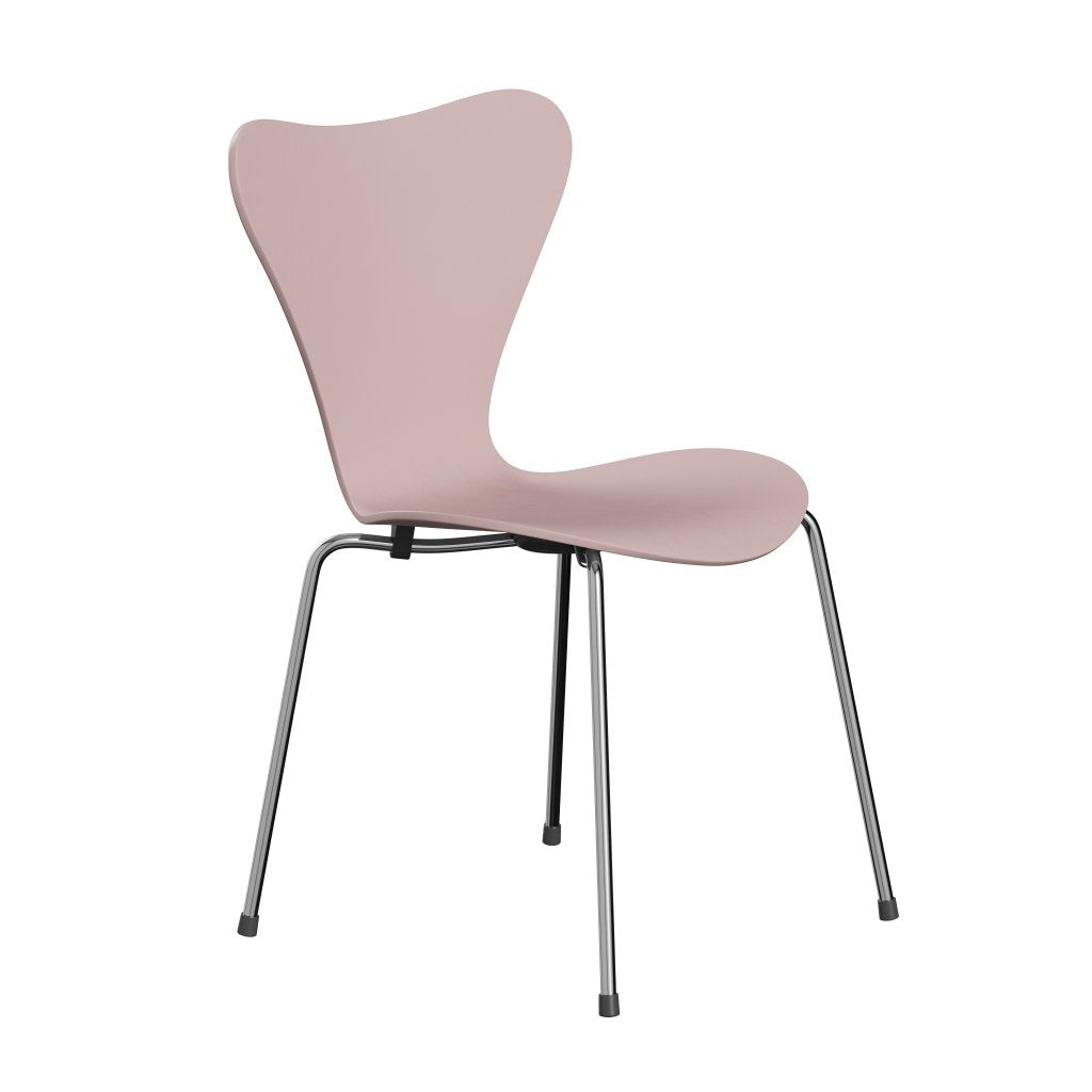 Fritz Hansen 3107 Shell Chair, Chromed Steel/Colored Ask Pale Rose