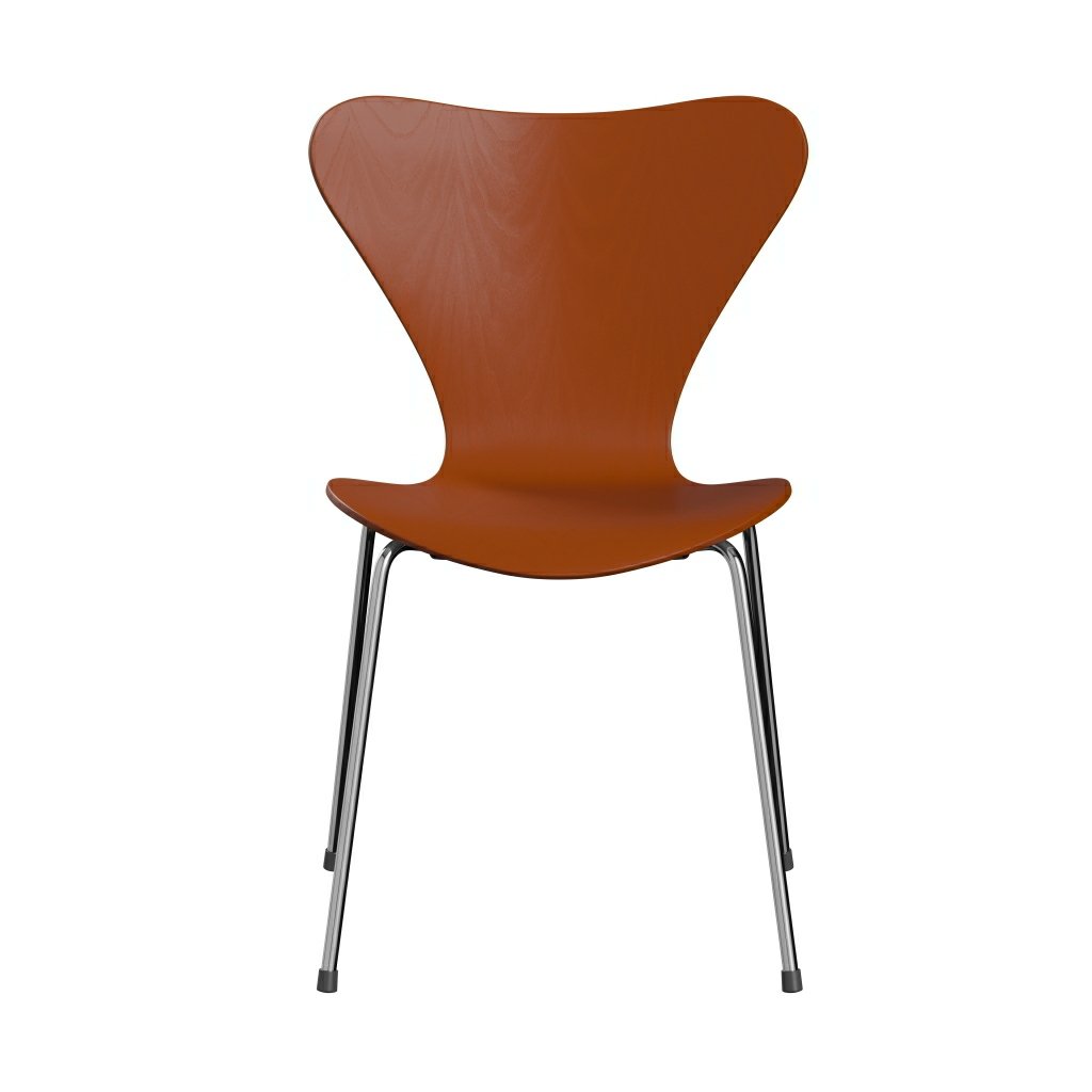 Fritz Hansen 3107 Shell Chair, Chromed Steel/Colored Ash Paradise Orange
