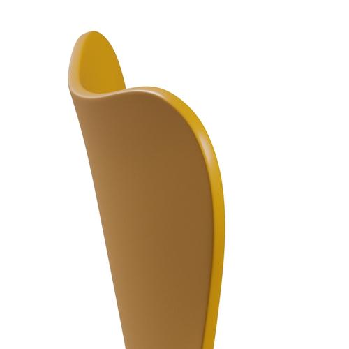 Fritz Hansen 3107 skalstol, kromad stål/lackerad sann gul