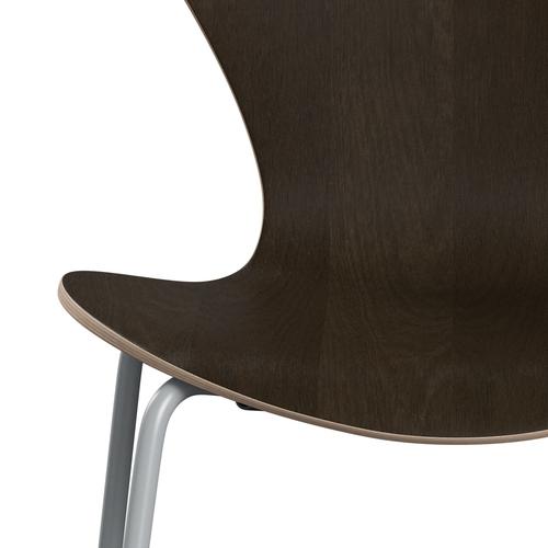 Fritz Hansen 3107 Shell Chair, Silver Grey/Dark -Stained Oak Lacquered Veneer
