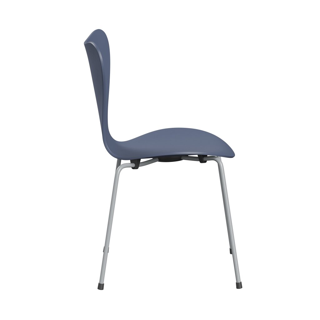 Fritz Hansen 3107 Shell Chair, Silver Grey/Colored Ask Dusk Blue