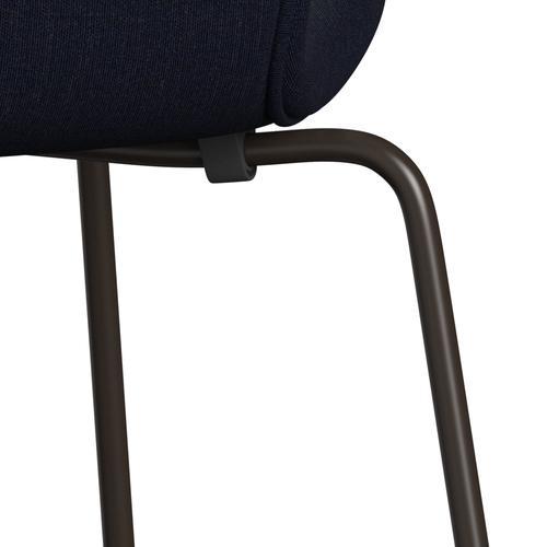 Fritz Hansen 3107 stol helt vadderad, brun brons/duk mörkblå