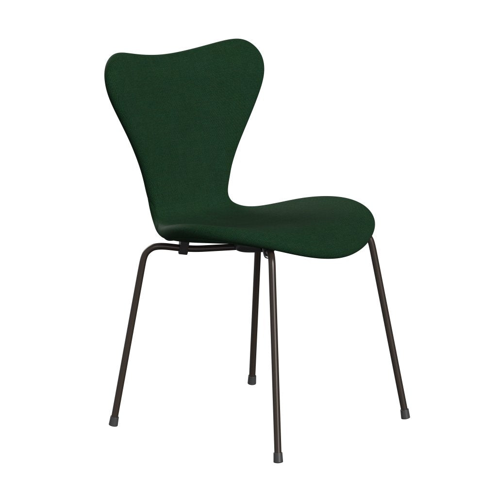 Fritz Hansen 3107 stol helt vadderad, brun brons/duk gräsgrön