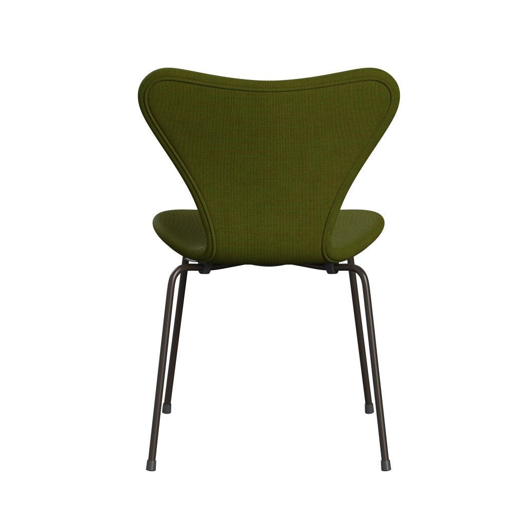 Fritz Hansen 3107 stol helt vadderad, brun brons/duk ljusgräsgrön