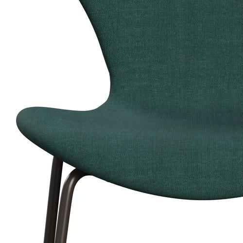 Fritz Hansen 3107 stol helt vadderad, brun brons/duk smaragdgrön