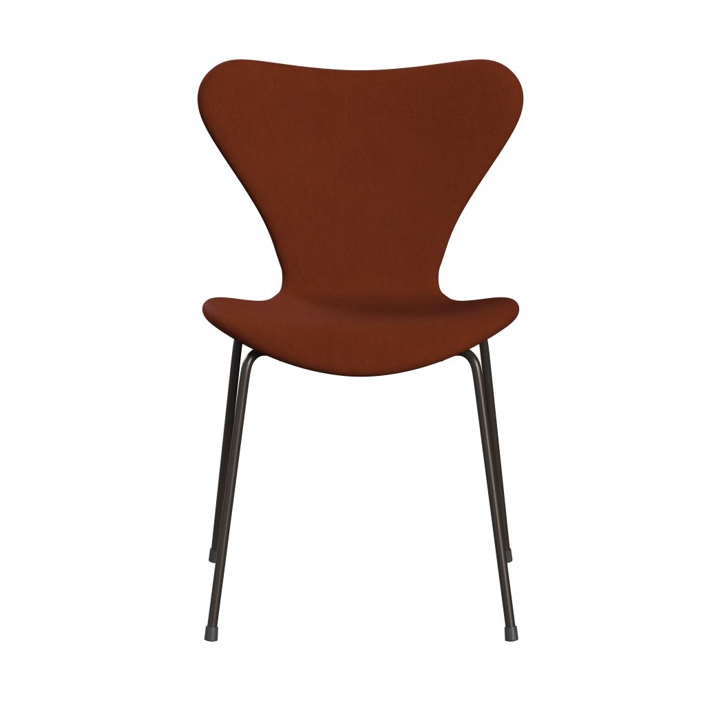Fritz Hansen 3107 stol helt vadderad, brun brons/komfort mörkröd (C61018)