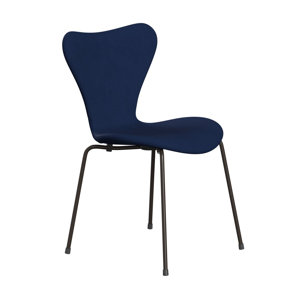 Fritz Hansen 3107 stol helt vadderad, brun brons/komfort dammig blå