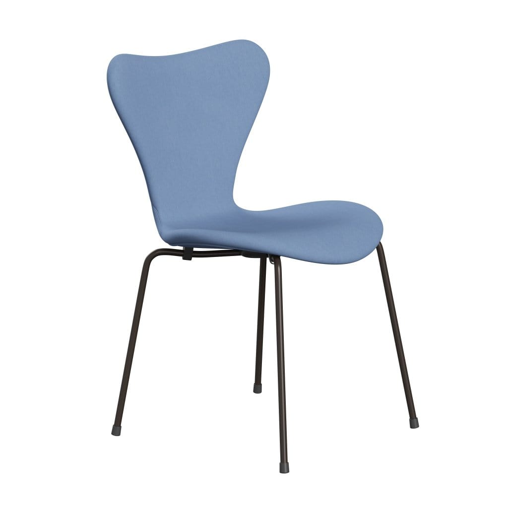Fritz Hansen 3107 stol helt vadderad, brun brons/komfort vit/blå