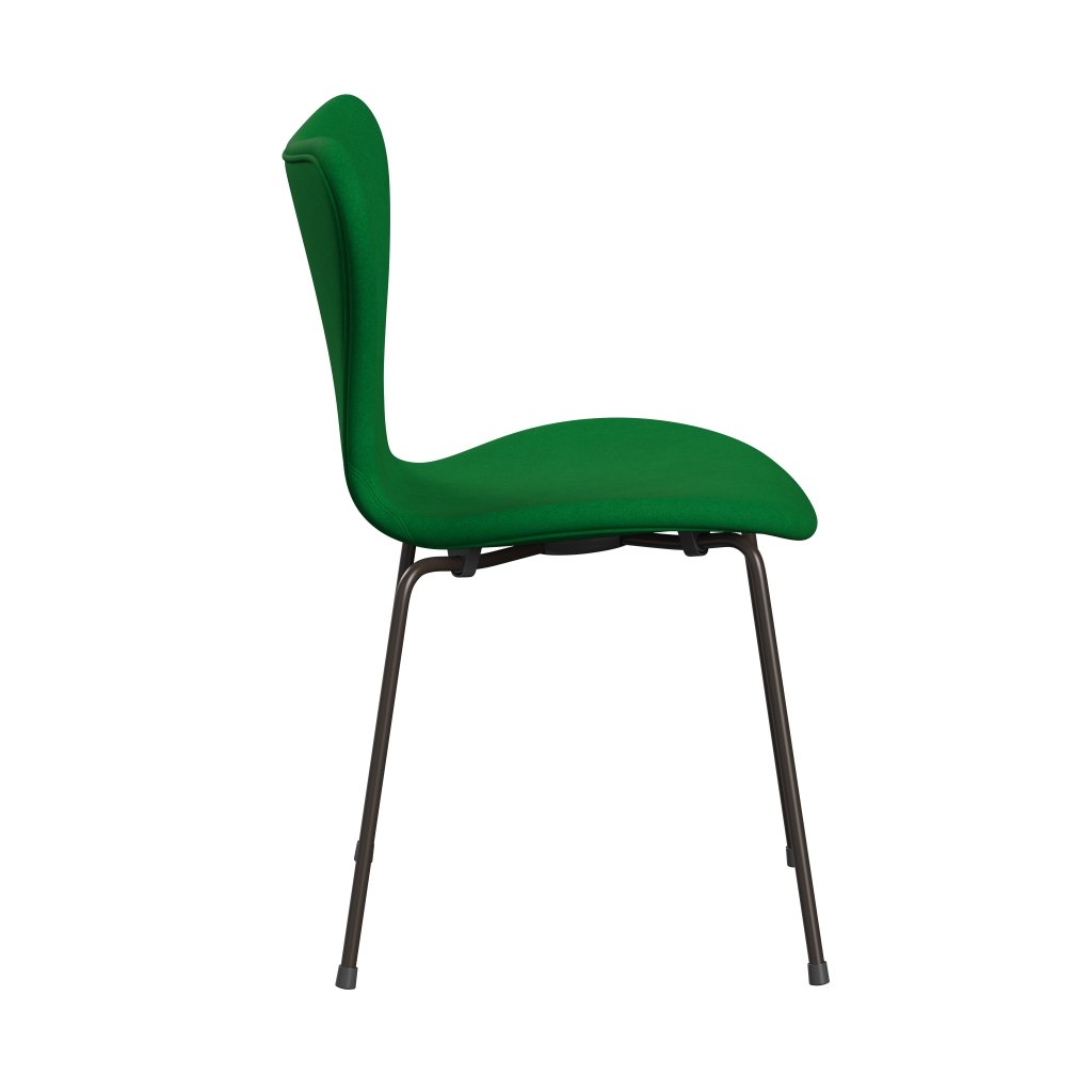 Fritz Hansen 3107 stol helt vadderad, brun brons/divina gräsgrön