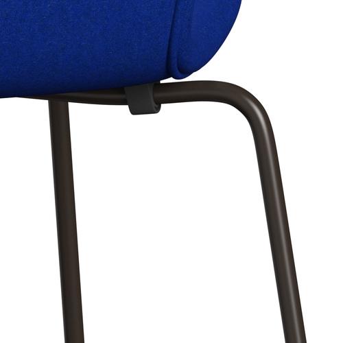 Fritz Hansen 3107 stol helt vadderad, brun brons/divina melange elektrisk blå