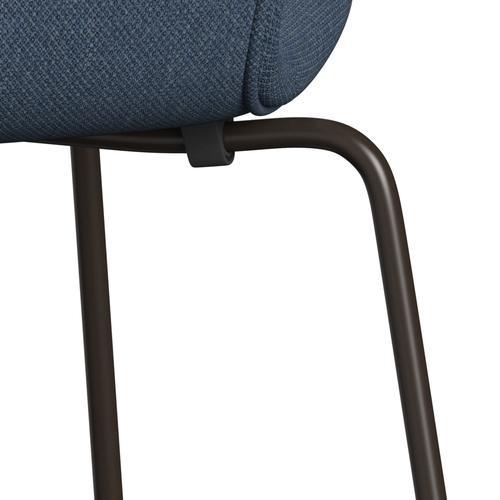 Fritz Hansen 3107 stol helt vadderad, brun brons/fiord mörkblå/grå