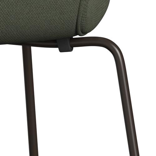 Fritz Hansen 3107 stol helt vadderad, brun brons/fiord olivgrön/mittgrönt