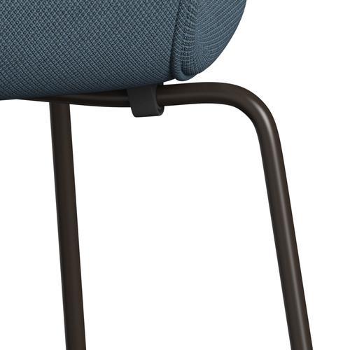Fritz Hansen 3107 stol helt vadderad, brun brons/fiord stenblå