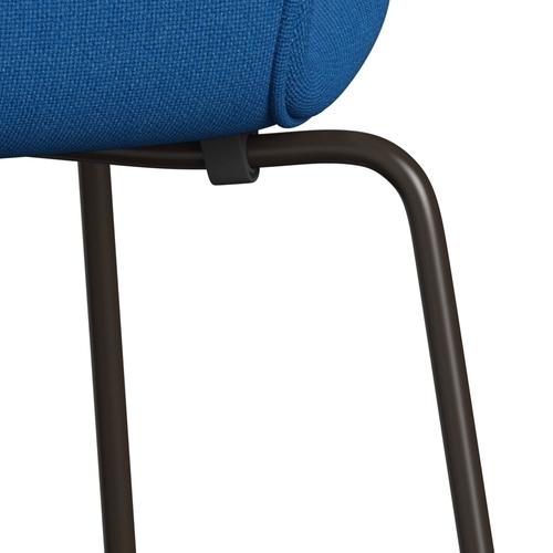Fritz Hansen 3107 stol helt vadderad, brun brons/hallingdal ljusblå